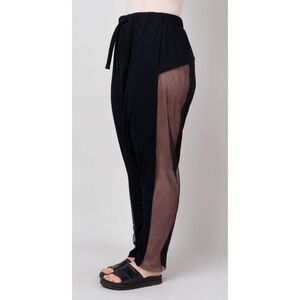 STUDIO B3 Womens Elastic Waist Mesh Panel Salloy Pull-on Casual Pants Black Size